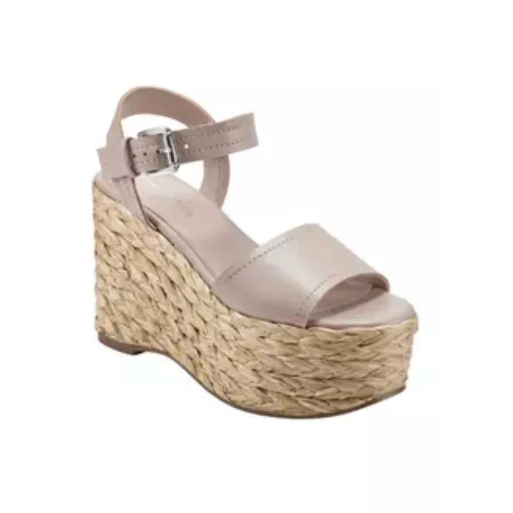 New Marc Fisher Burian Platform Sandal Espadrille Size 9 Light Natural No Box